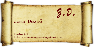 Zana Dezső névjegykártya